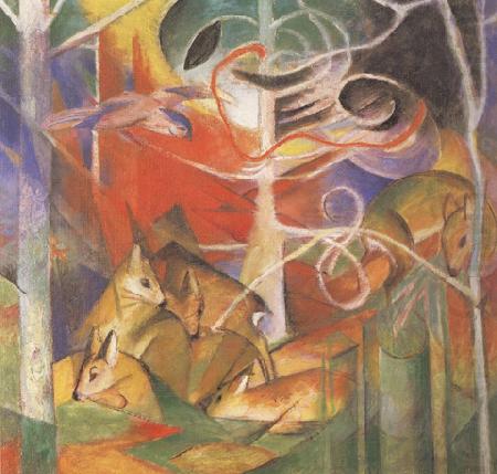 Franz Marc Deer in the Forest i (mk34) china oil painting image